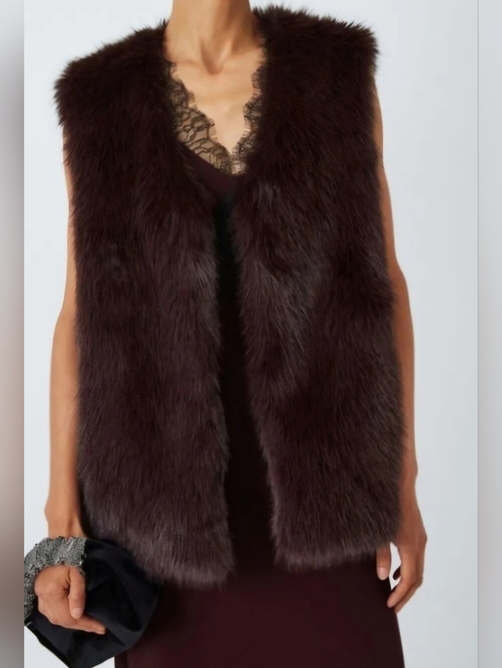 Jason Wu Women's Medium Faux Fur Vest Brown Luxe Collarless Cozy New